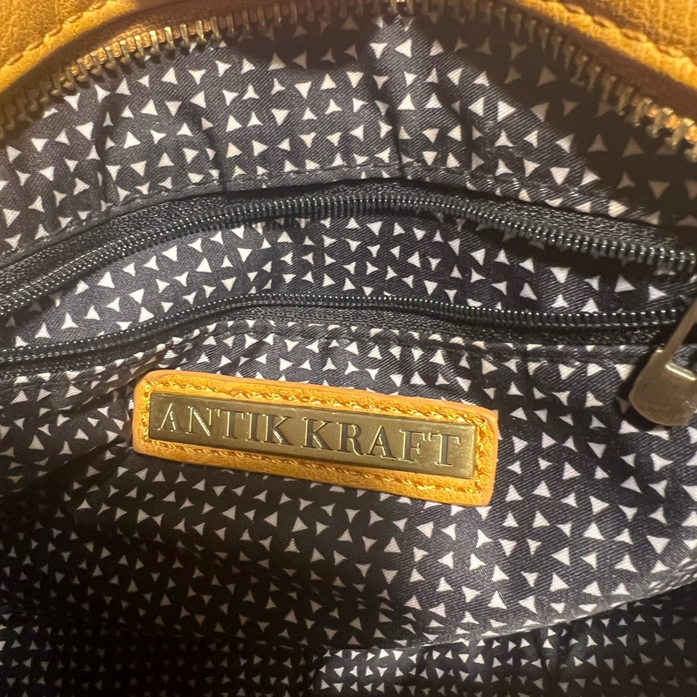 Antik Kraft Round Mustard Yellow Vegan Leather Crossbody Bag - Picture 7 of 12